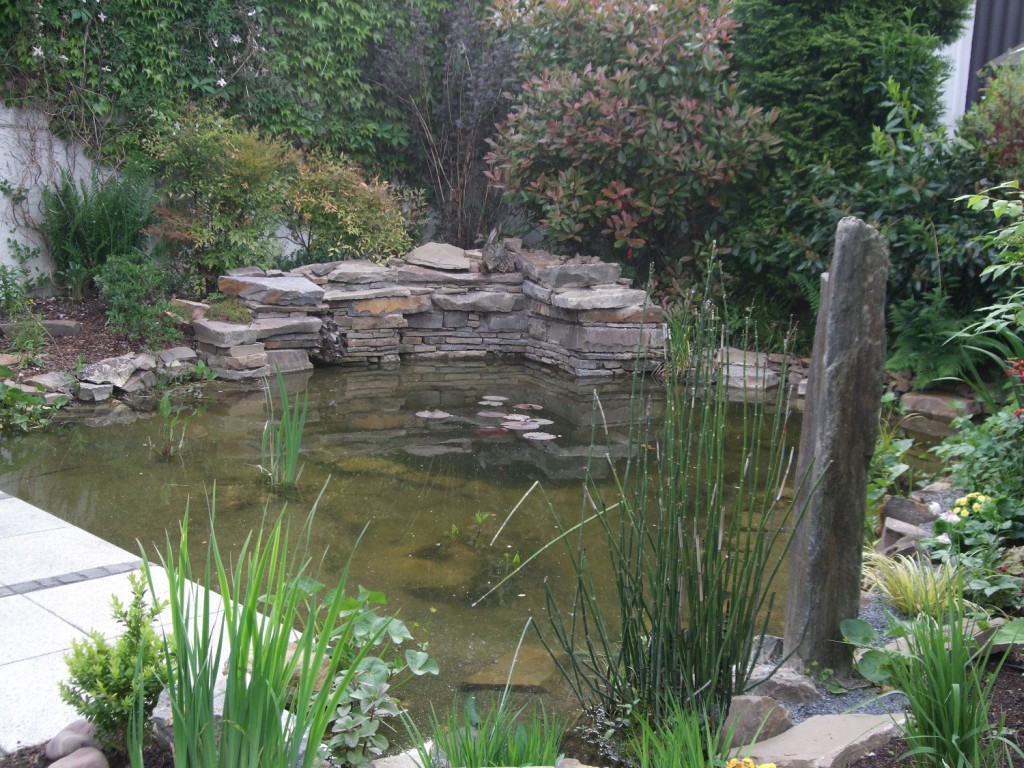 Der Teich incl. Terrassenanschluss ist fertig.